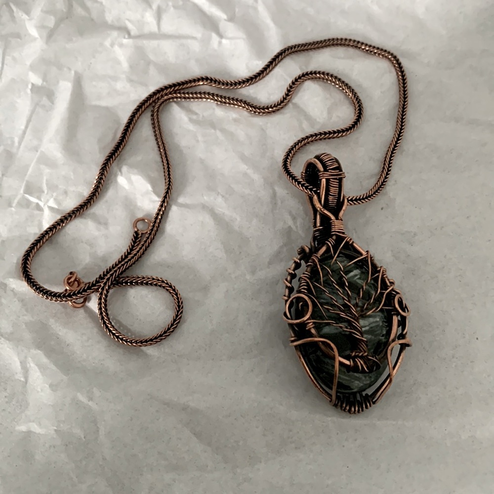 Tree of Life Seraphinite Wire Wrap Pendant